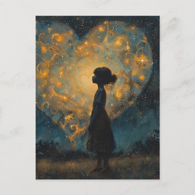 Hjärtat i Himmel AI skapade konst Vykort (Framsida)