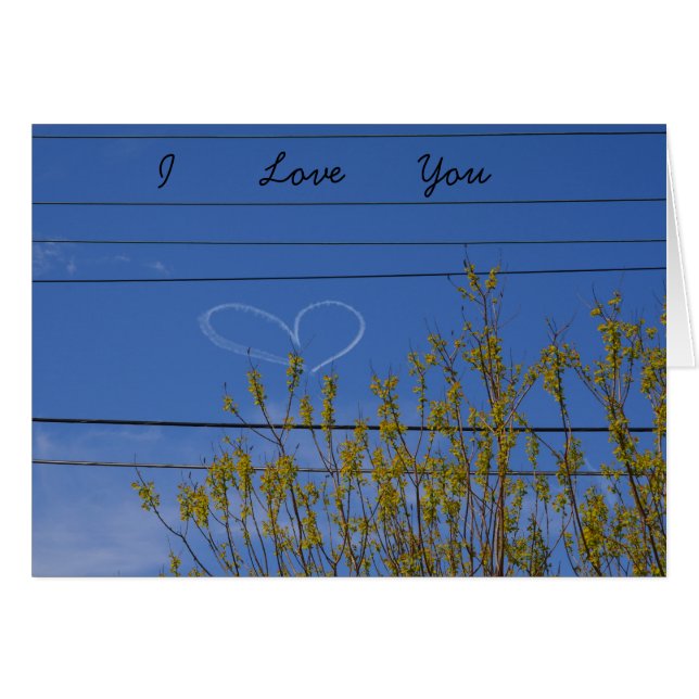 Hjärtat i himmel hälsningskort (Framsidan Horizontal)