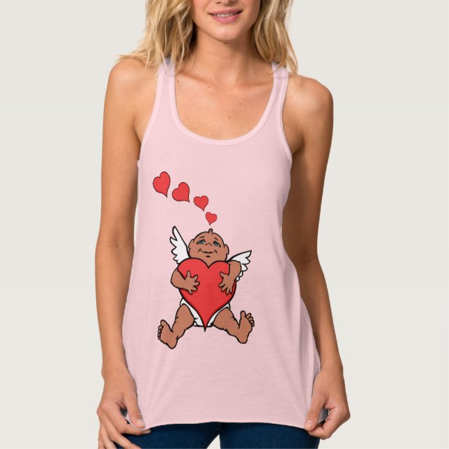 Hjärtat i Hjärtat Dam Cupid Kärlek Shirts Linne Med Racerback (Framsida)