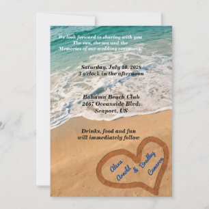 Hjärtat i inbjudan till Sand Wedding