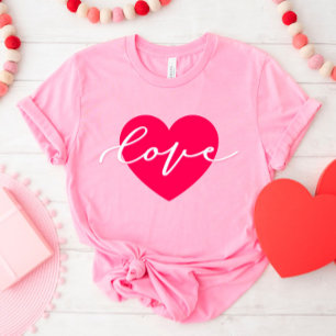 Hjärtat i Kärlek Cute Script Valentine Day Shirt T