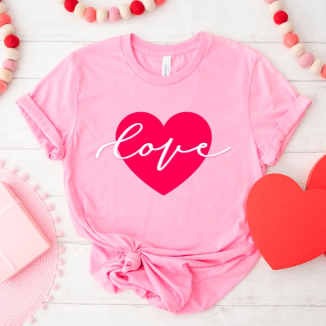 Hjärtat i Kärlek Cute Script Valentine Day Shirt T Shirt (Skapare uppladdad)