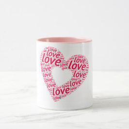 Hjärtat i Kärlek Typografi Mugg