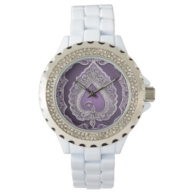 Hjärtat i lila AI-konst  Armbandsur (Framsida)