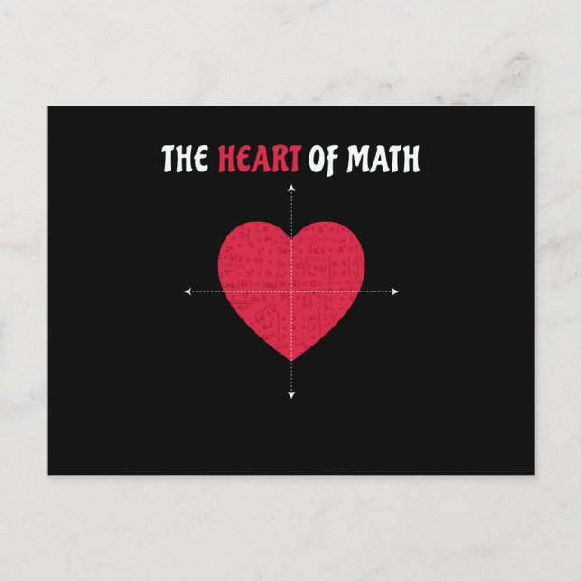 Hjärtat i Math Valentines Dag Math Vykort (Framsida)