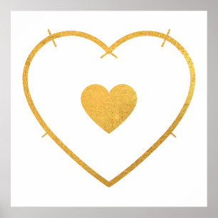 Hjärtat i min hjärtefråga Gult Guld Foil Poster