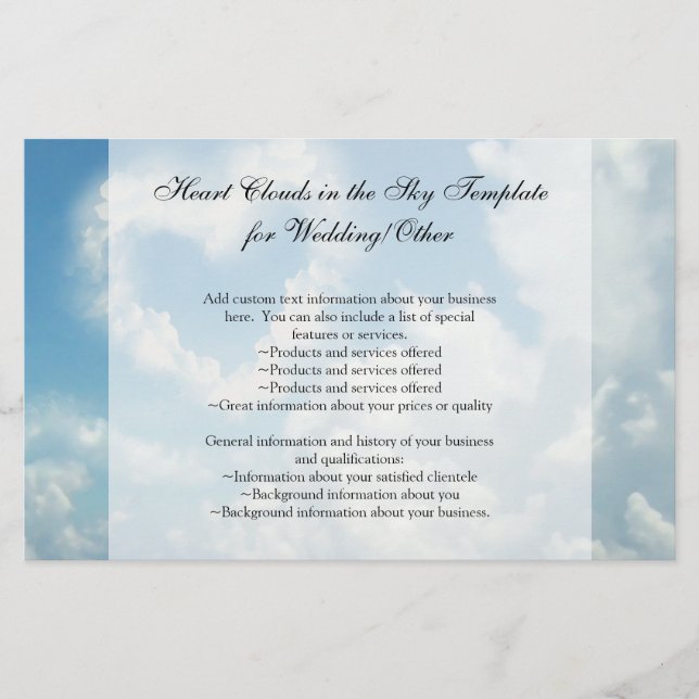 Hjärtat i molnen, Blå himmel Romantic Kärlek Flygblad (Framsidan)