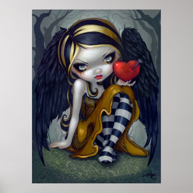 Hjärtat i Nagel ART PRINT gothic Valentine Fairy Poster (Framsidan)