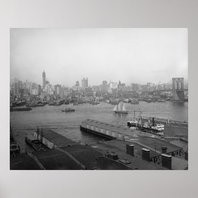 Hjärtat i New York City från Brooklyn Poster (Framsidan)