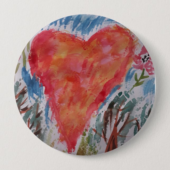 Hjärtat i Planet Badge Knapp (Framsida)