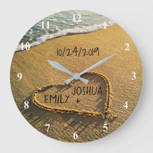Hjärtat i Sand Beach-kustens Tropical Ocean View Stor Klocka