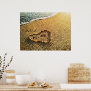 Hjärtat i Sand Beach Poster