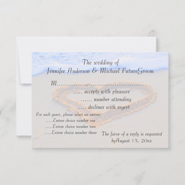 Hjärtat i Sand OSA-strandbröllop OSA Kort (Framsida)