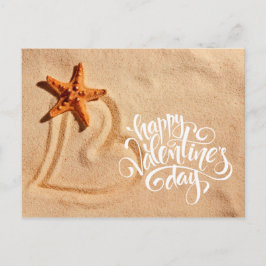 Hjärtat i Sand. Postkort på Alla hjärtans dag Helg Vykort