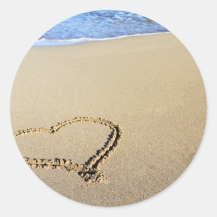 Hjärtat i Sand Runt Klistermärke