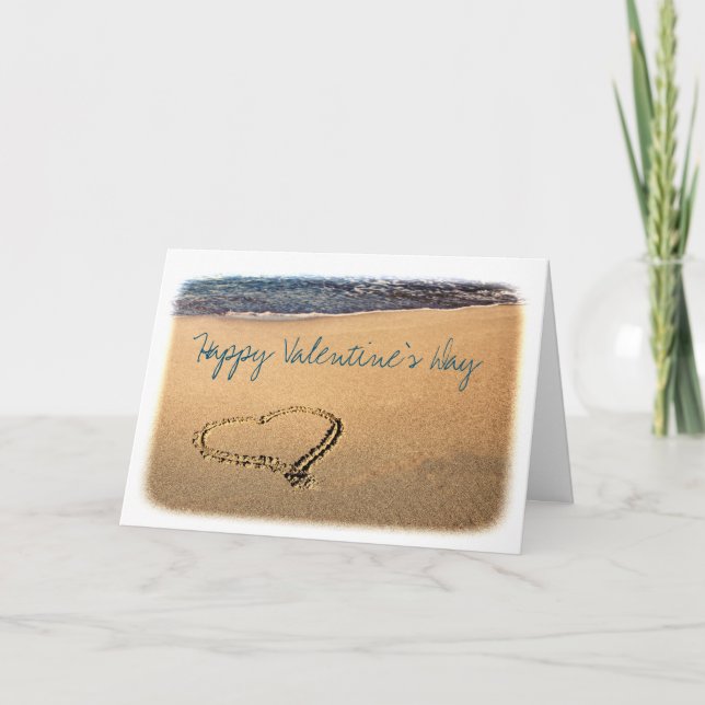 Hjärtat i Sand Valentine Day Card Helgkort (Framsida)