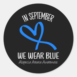 Hjärtat I september Bära Blue Alopecia Areata Aw Runt Klistermärke