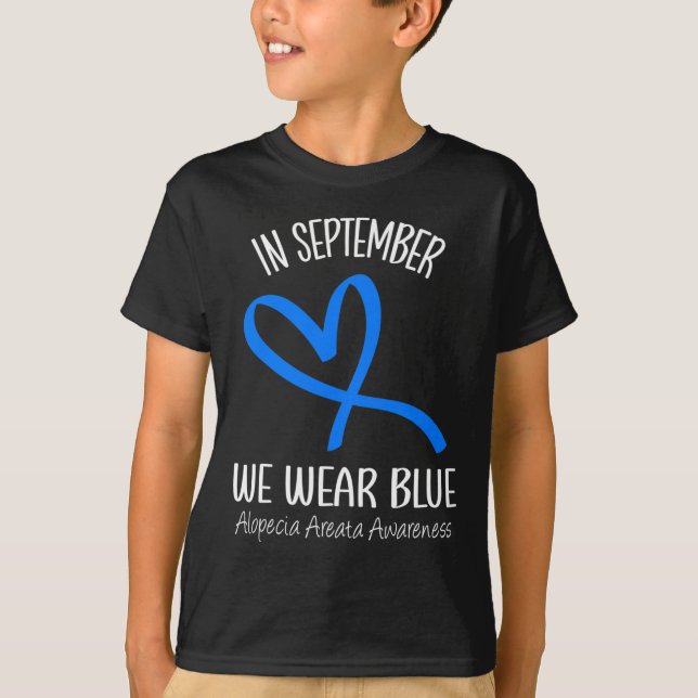 Hjärtat I september Bära Blue Alopecia Areata Aw T Shirt (Framsida)