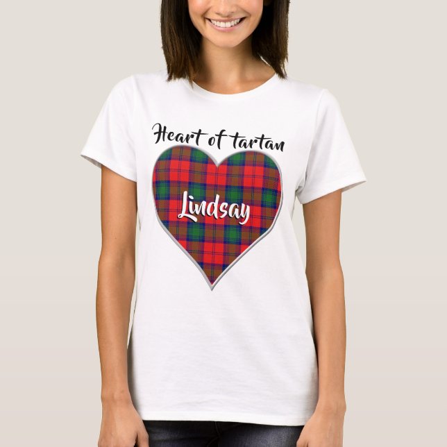 Hjärtat i Tartan Klan Lindsay Play T Shirt (Framsida)