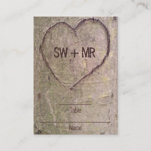 Hjärtat i Träd, Anpassningsbar romantisk natur Placeringskort (Framsida)