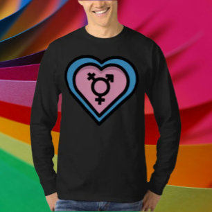 Hjärtat i Trans Pride Långärmad Shirt T Shirt