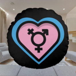 Hjärtat i Trans Pride Round Pillow Rund Kudde
