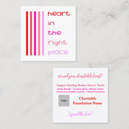 Hjärtat i välgörenhetsinbjudan till Ställe i Höger Fyrkantigt Visitkort
