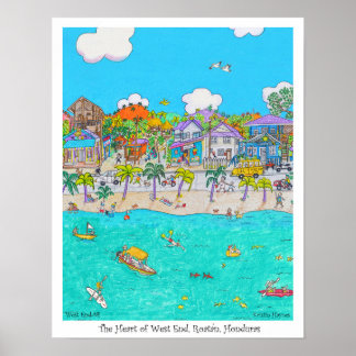 Hjärtat i Väster End #4, Roatan, Honduras Poster