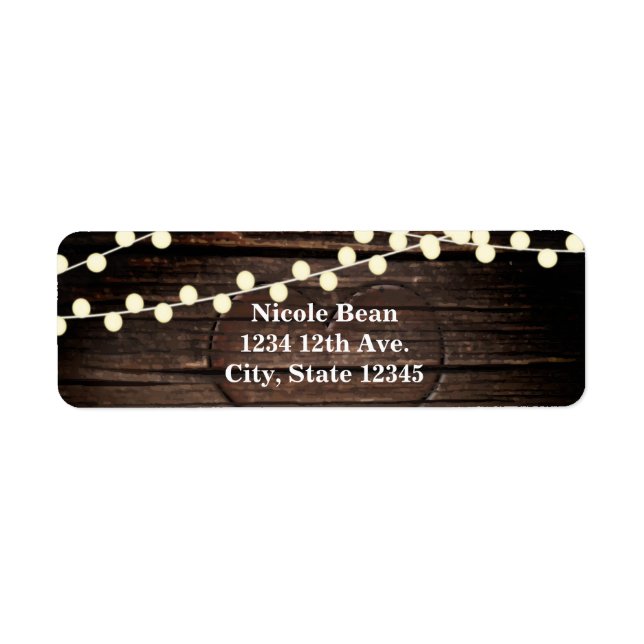 Hjärtat i Wood & String Ljus Rustic Returadress Etikett (Framsidan)