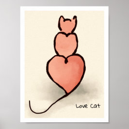 Hjärtat Katt Poster