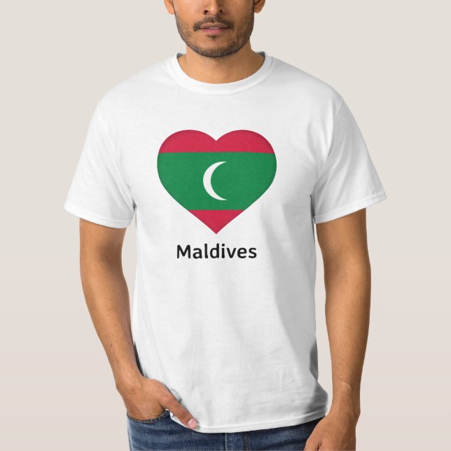 Hjärtat - Maldiverna Flagga T Shirt (Framsida)