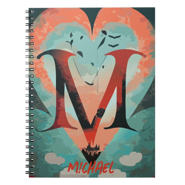 Hjärtat med Brev M Anteckningsbok (Framsidan)