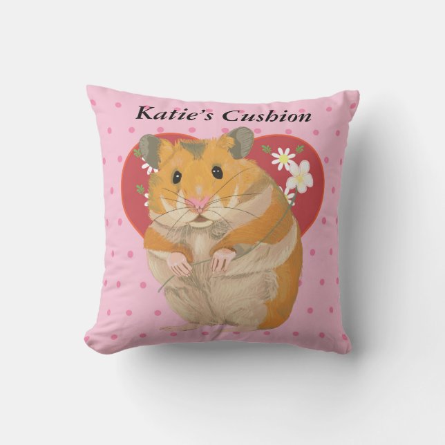 Hjärtat med Daisy och Rosa Hamster Kudde (Framsida)