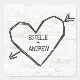 Hjärtat med Namn Fyrkantigt Klistermärke
