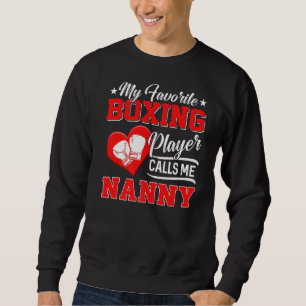 Hjärtat Min favoritboxare kallar mig Nanny Lång Ärmad Tröja
