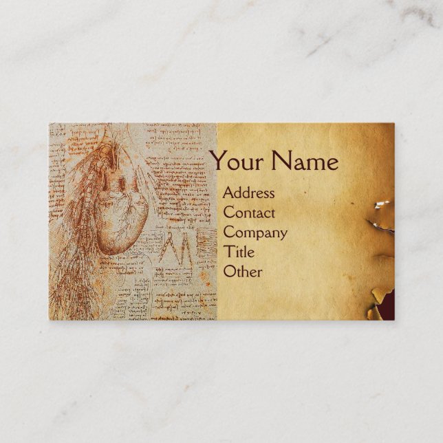 Hjärtat och Bronchial Arteries Parchment Visitkort (Framsida)