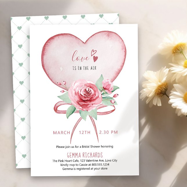 Hjärtat och Ro Kärlek ligger i Luft Möhippa I Inbjudningar (Love is in the Air Bridal Shower Invitation - order printed or as printable instant download)