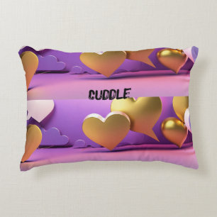 "Hjärtat of Guld: Rosa accent Pillow" Prydnadskudde