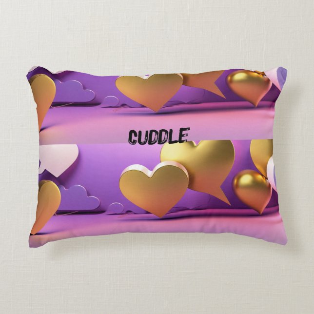 "Hjärtat of Guld: Rosa accent Pillow" Prydnadskudde (Framsidan)