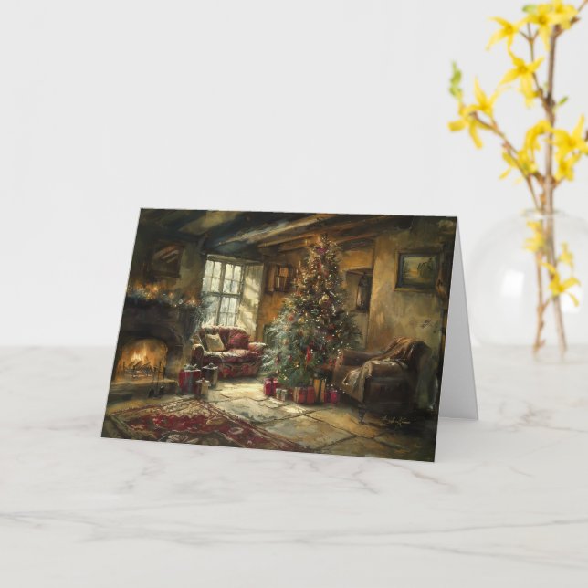 Hjärtat Önskemål för en Glatt jul Kort (Gul blomma)