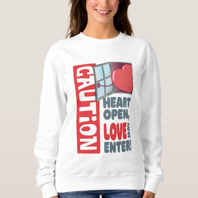 Hjärtat öppet, kärlek kan komma in (Alla hjärtans  T Shirt (Framsida)