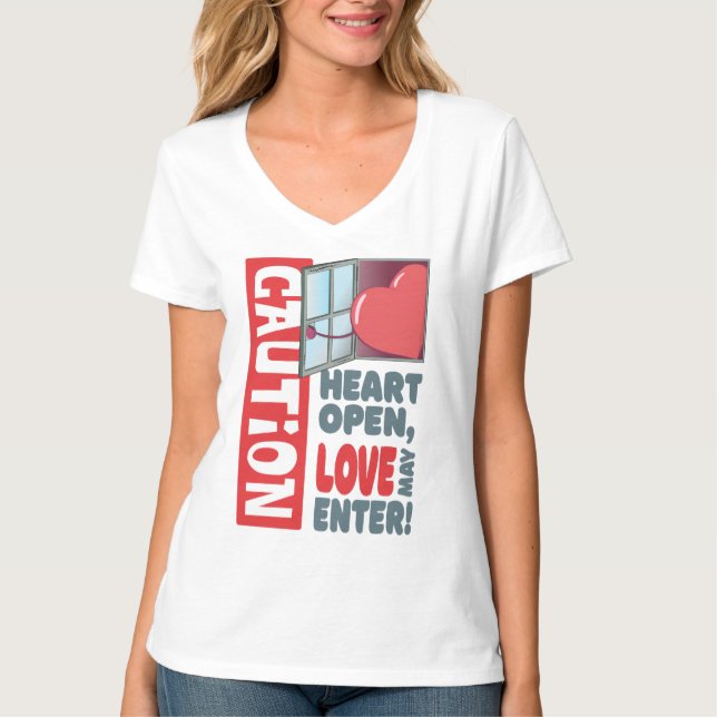 Hjärtat öppet, kärlek kan komma in (Alla hjärtans  T Shirt (Framsida)