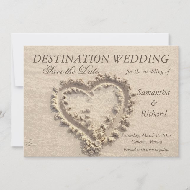 Hjärtat på land - Spara datum meddelande Inbjudningar (Framsida)