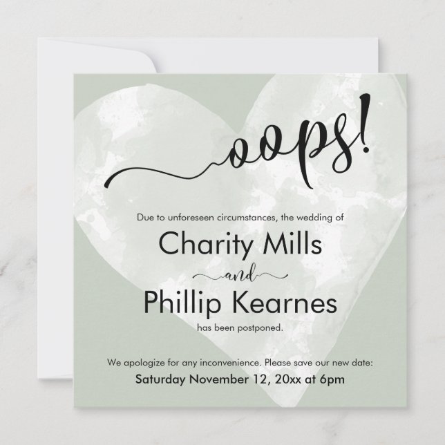 Hjärtat på Sage Grönt Oops! Uppskjutet Bröllop-kor (Framsida)