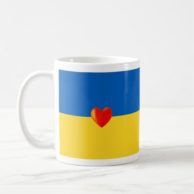 Hjärtat på Ukrainas Flagga Färg Kaffemugg (Vänster)