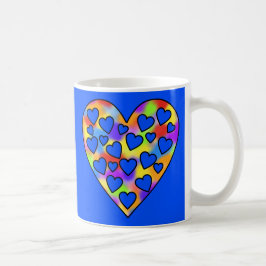 Hjärtat Regnbåge och blått - Kaffemugg