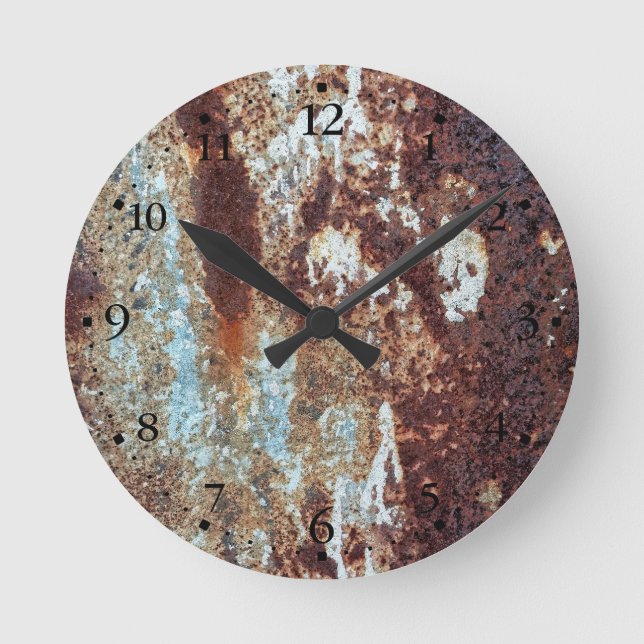Hjärtat Rusted Metall Mönster Clockface 1 Rund Klocka (Framsida)