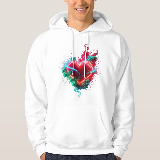 Hjärtat Så Fullt Att Det Exploderar på Långärmad V Hoodie (Framsida)