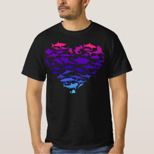Hjärtat Shark Älskare Colorful Sea Life T-Sh T Shirt