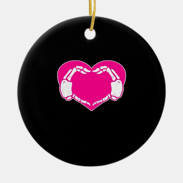 Hjärtat Skeleton Händer gotiic Valentine Classic Julgransprydnad Keramik (Framsidan)